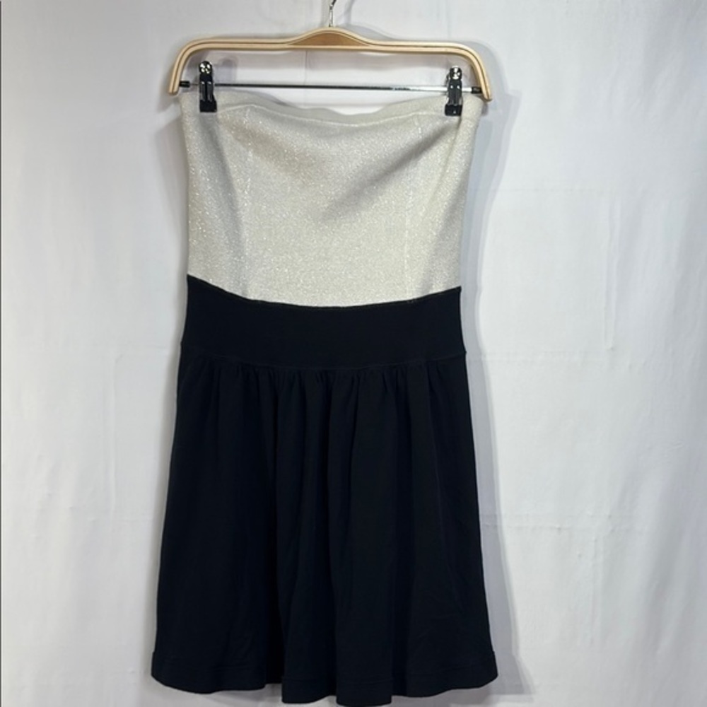 🐥 Lisli Black and Silver knit Strapless Fit and Flare Dress